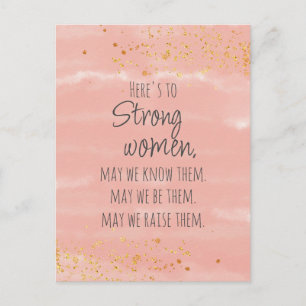 Strong Women Quote Gold Blush Postcard