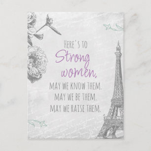 Strong Women Quote Paris Paper Eiffel Tower Postca Postcard