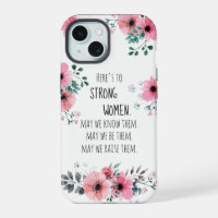 Strong Women Quote Watercolor Pink Floral 