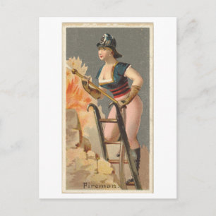 Strong Women Series #20: Firefighter Vintage Postcard