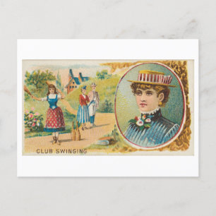 Strong Women Series #45: Club Swinging Vintage Postcard