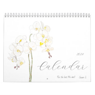 strong women white flowers  calendar 2024