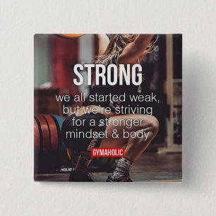 STRONG, Women's Weight Lifting Inspirational Words 15 Cm Square Badge