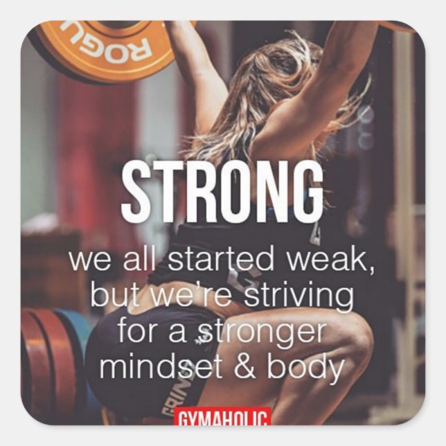 STRONG, Women's Weight Lifting Inspirational Words Square Sticker (Front)
