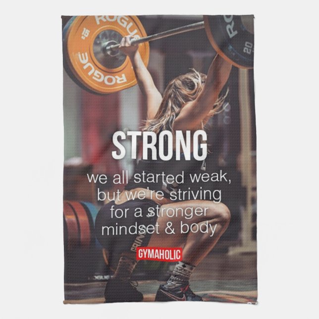 STRONG, Women's Weight Lifting Inspirational Words Tea Towel (Vertical)
