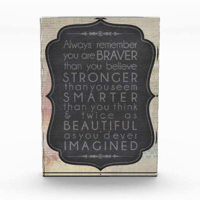Stronger, Braver, Typography Photo Block (Front)