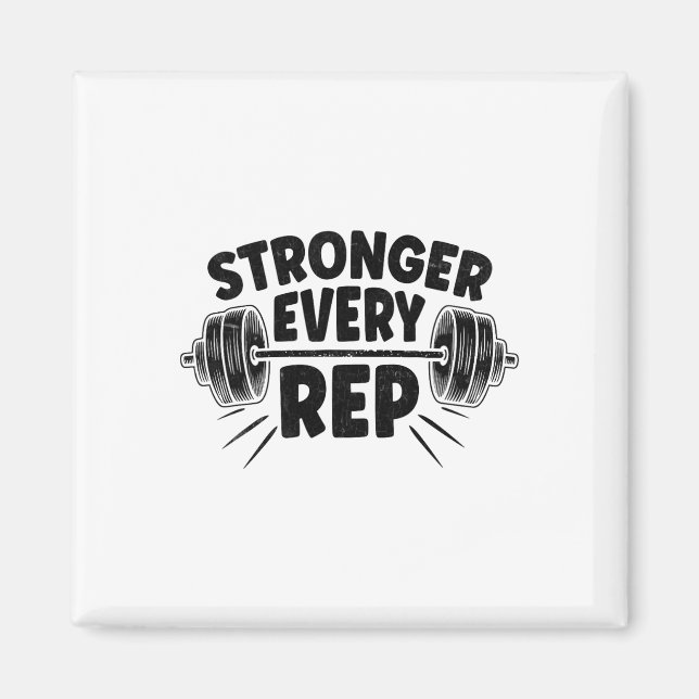 Stronger Every Rep Weightlifter Bodybuilding Bodyb Magnet (Front)