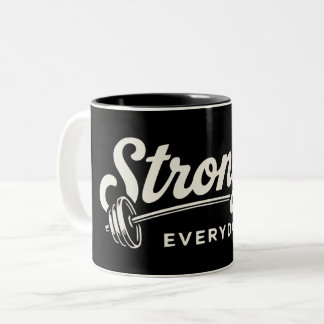 Stronger Everyday Retro Gym Motivation Two-Tone Coffee Mug