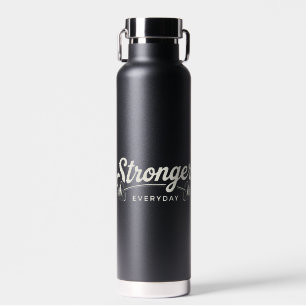 Stronger Everyday Retro Gym Motivation Water Bottle