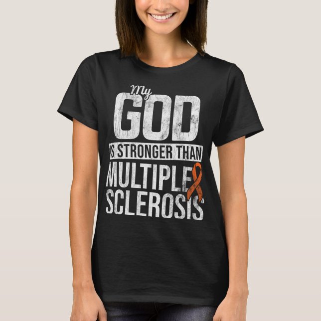 Stronger Multiple Sclerosis Ms Awareness Orange Ri T-Shirt (Front)