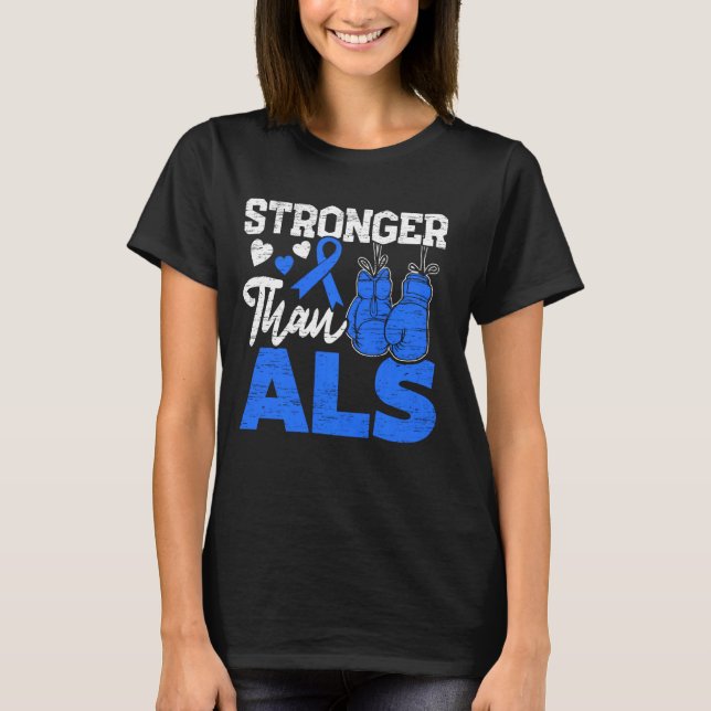 Stronger Than Als Awareness Ribbon Supporter Warri T-Shirt (Front)