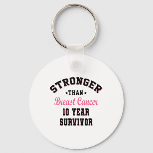 Stronger Than Breast Cancer 10 Year Survivor Key Ring