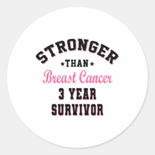 Stronger Than Breast Cancer 3 Year Survivor Classic Round Sticker