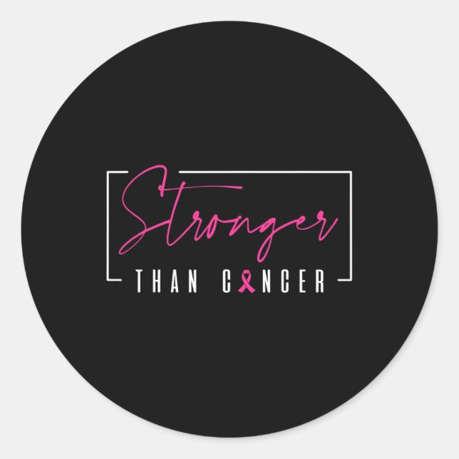 Stronger Than Breast Cancer Warrior Pink Ribbon  Classic Round Sticker (Front)