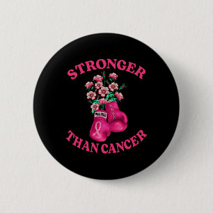 Stronger Than Cancer Boxing Gloves Pink Ribbon Bre 6 Cm Round Badge