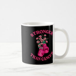 Stronger Than Cancer Boxing Gloves Pink Ribbon Bre Coffee Mug