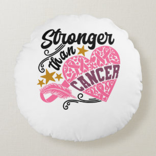 Stronger Than Cancer Breast Cancer Awareness Round Cushion