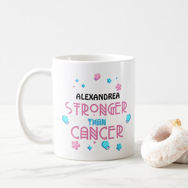 Stronger Than Cancer | Cancer Survivor Custom   Coffee Mug (With Donut)