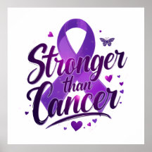 Stronger Than Cancer Inspirational Poster – Purple