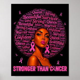 Stronger than cancer pink ribbon breast cancer poster