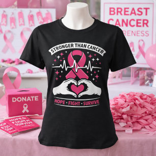 Stronger Than Cancer Pink Ribbon Hope Fight T-Shirt