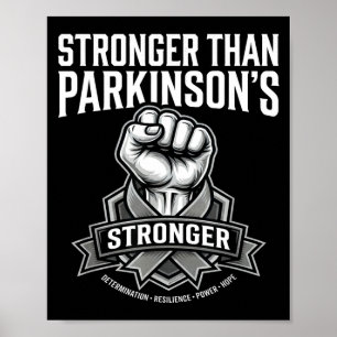 Stronger than parkinson's awareness raised fist poster