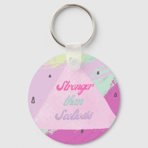 Stronger than Scoliosis - Pink Key Ring