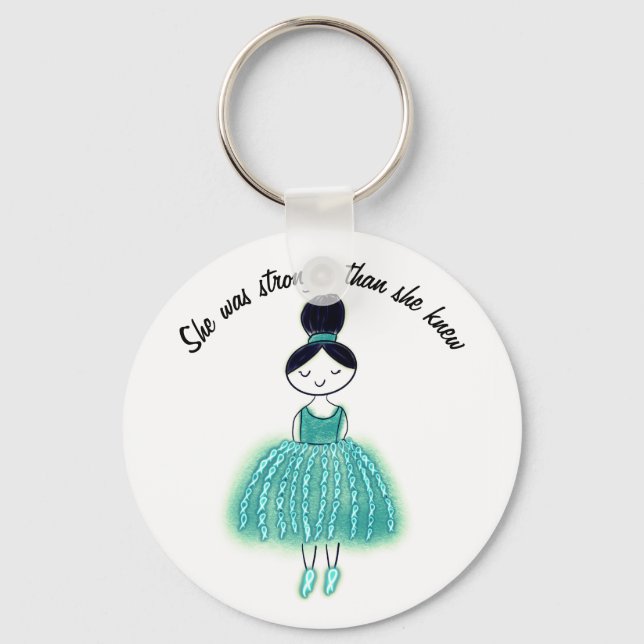 Stronger Than She Knew Customisable Ovarian Cancer Key Ring (Front)