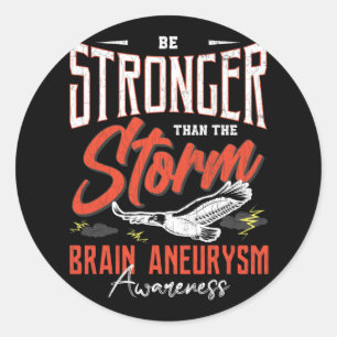 Stronger Than Storm Brain Aneurysm Awareness Graph Classic Round Sticker