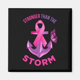 Stronger Than The Storm Fight Breast Cancer Ribbon Magnet