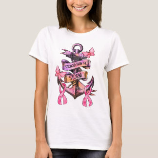 Stronger Than The Storm Pink Anchor Breast Cancer T-Shirt