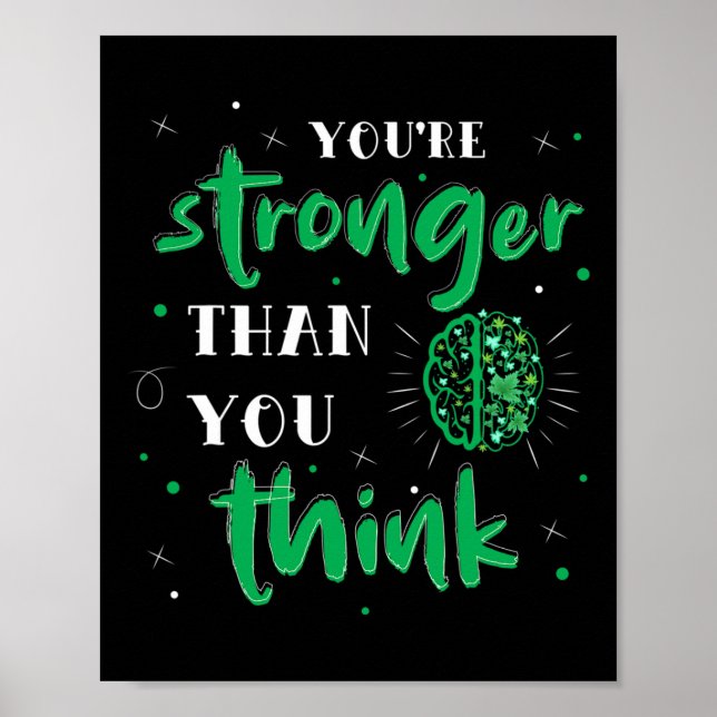 Stronger Than You Think Mental Health Autism Aware Poster (Front)