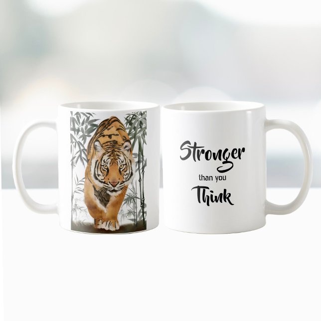 Stronger Than You Think Tiger Inspiring Pun Quote  Coffee Mug (Creator Uploaded)