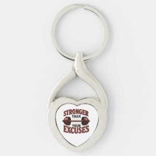 Stronger Than Your Excuses Motivational Gym Key Ring