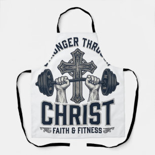 Stronger Through Christ Christian Gym T-Shirt Apron