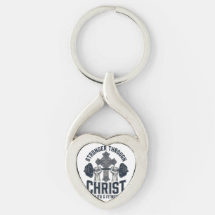 Stronger Through Christ Christian Gym T-Shirt Key Ring
