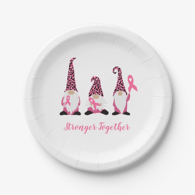 Stronger Together Breast Cancer Pink Ribbon Paper  Paper Plate (Front)