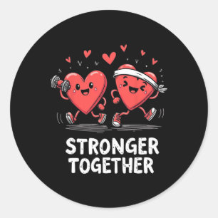 Stronger Together Fun Fitness Valentine’s Day Desi Classic Round Sticker