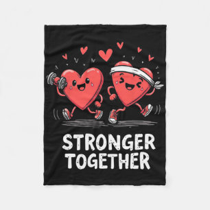 Stronger Together Fun Fitness Valentine’s Day Desi Fleece Blanket
