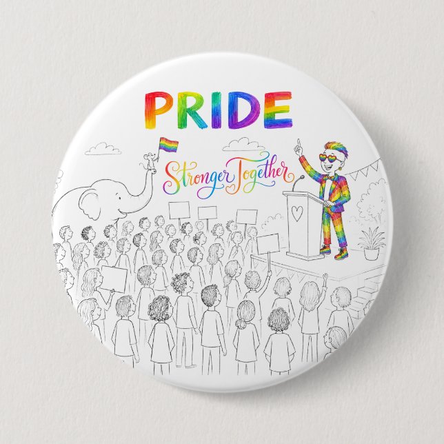 Stronger Together PRIDE Button (Front)