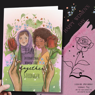 Stronger Together Women Day Portrait  Holiday Card