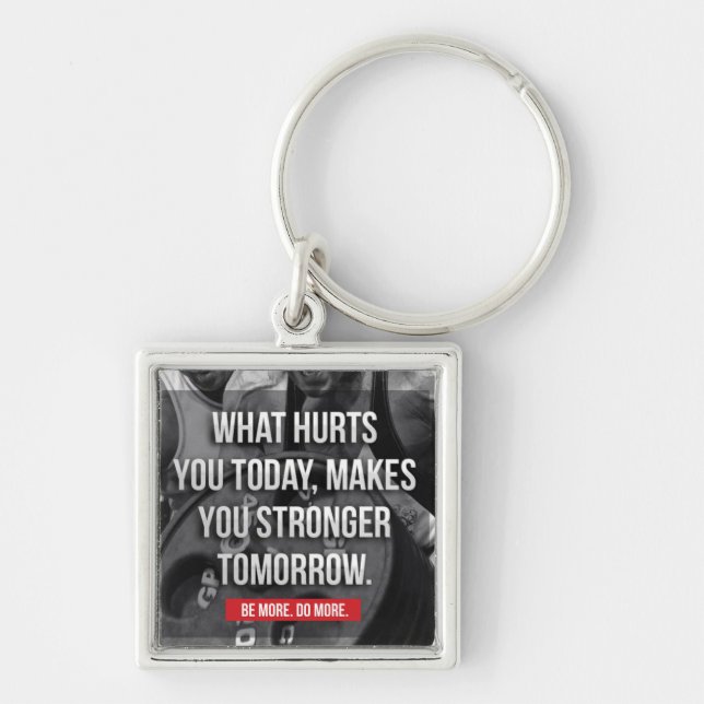 STRONGER TOMORROW - "Body building" Motivational Key Ring (Front)