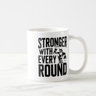 Stronger With Every Round Boxer Sports Gym Athlete Coffee Mug