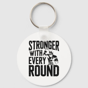 Stronger With Every Round Boxer Sports Gym Athlete Key Ring