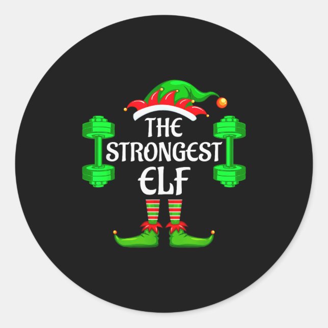 Strongest Elf Matching Family Group Christmas Part Classic Round Sticker (Front)