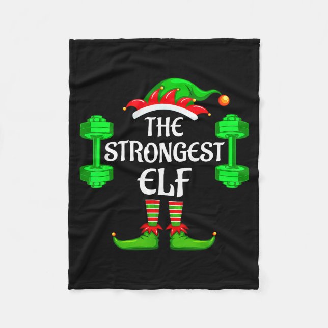 Strongest Elf Matching Family Group Christmas Part Fleece Blanket (Front)