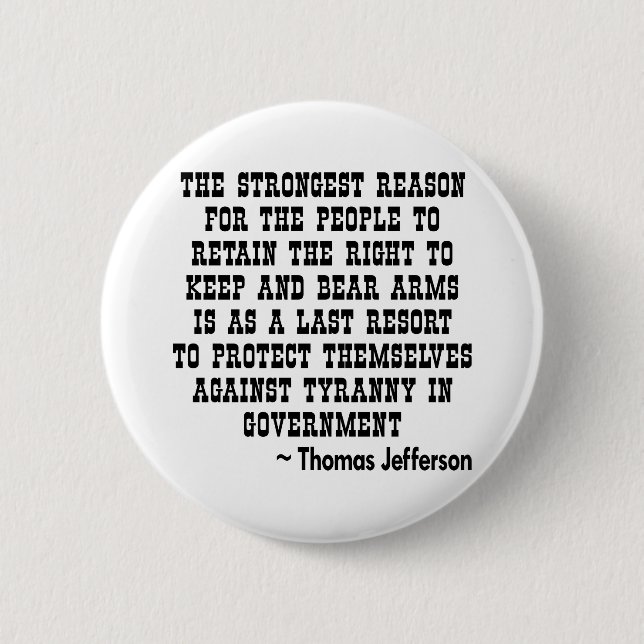 Strongest Reason To Keep & Bear Arms TYRANNY 6 Cm Round Badge (Front)