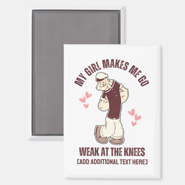 Strongman Fun Valentines Day Weak At The Knees  Magnet (Front/Back)