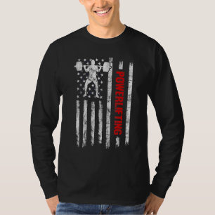 Strongman Gym Workout Powerlifting American Flag T-Shirt