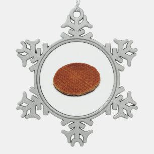 Stroopwafel Snowflake Pewter Christmas Ornament